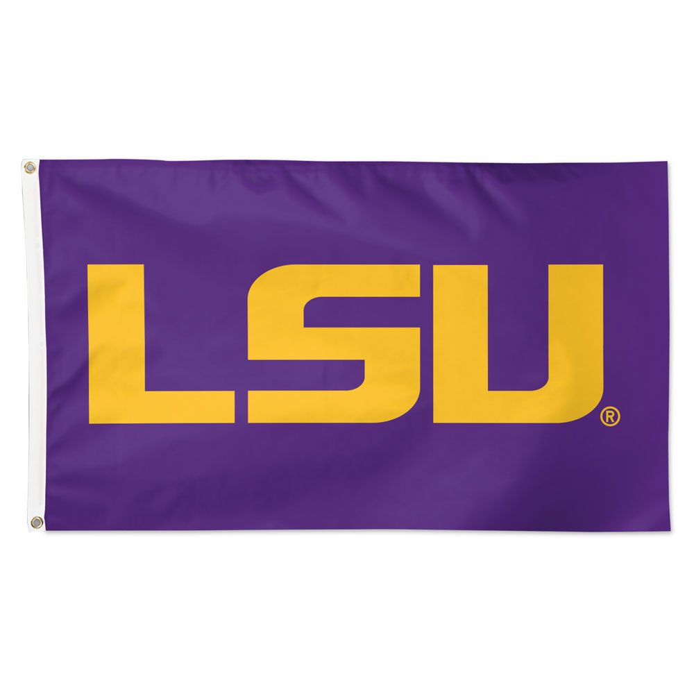LSU Tigers NCAA 3x5 team flag with official colors and logo, polyester fabric, and metal grommets for easy hanging