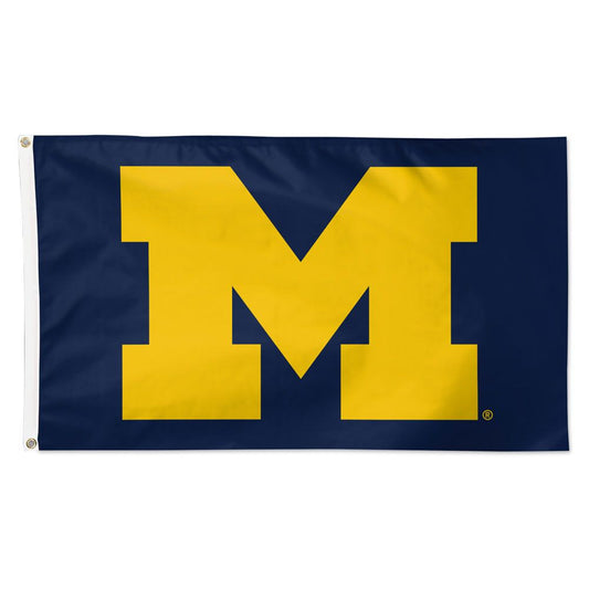 Michigan Wolverines NCAA 3x5 team flag featuring official logo and colors on durable polyester with metal grommets