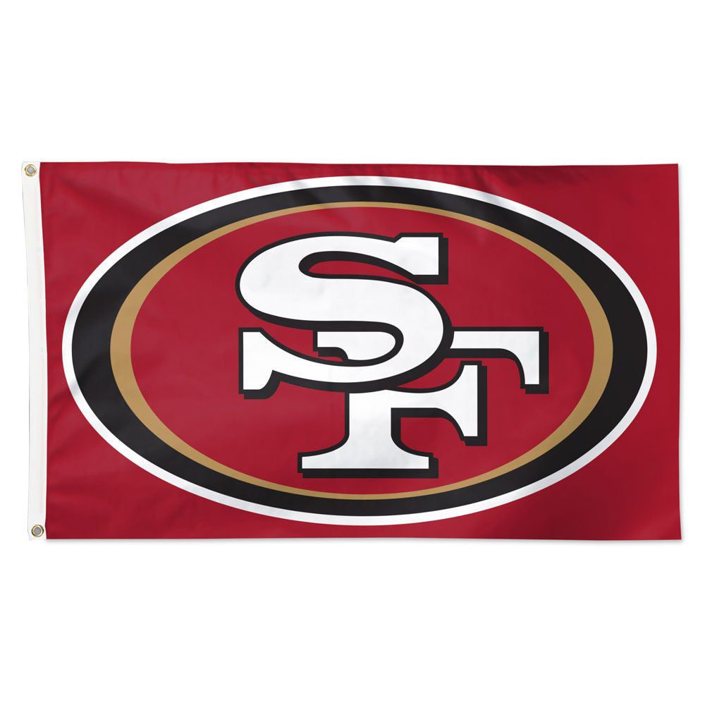 San Francisco 49ers NFL 3x5 team flag with through-printed graphics, brass grommets, and reinforced header