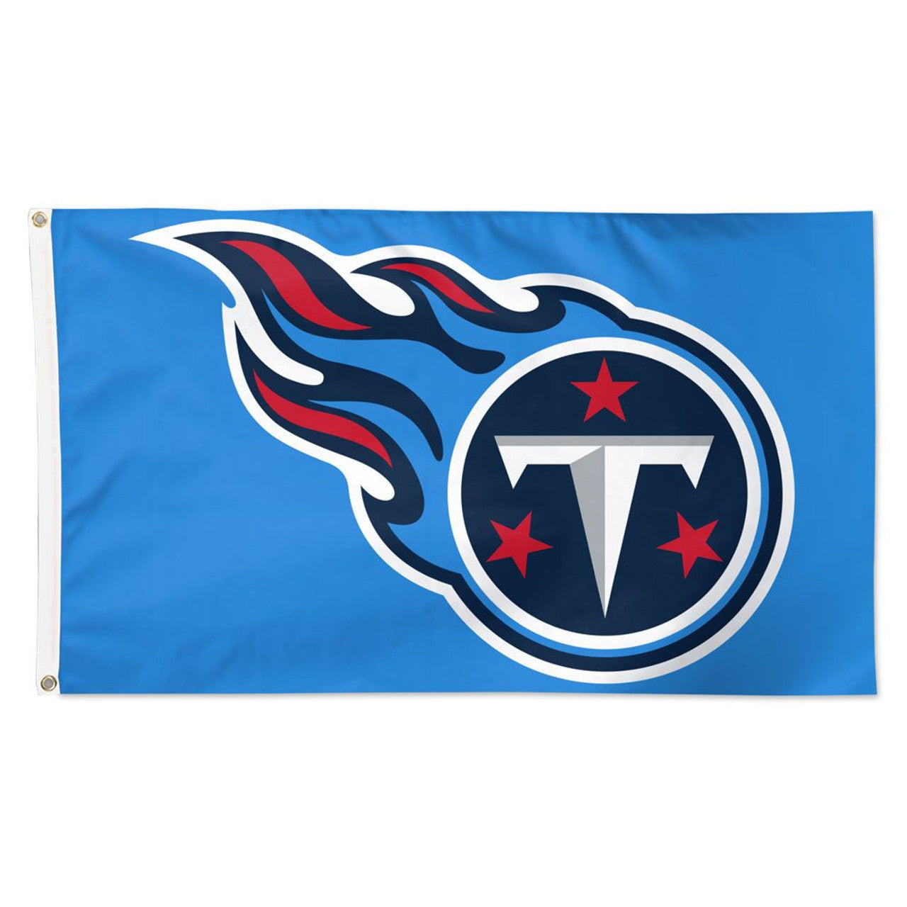 Tennessee Titans 3ft x 5ft NFL Team Flag featuring team colors, logo, and metal grommets for easy hanging. Made by Wincraft.