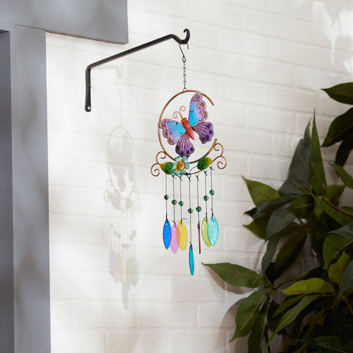 Glass Leaves Colorful Wind Chimes - Butterfly by Accent Plus