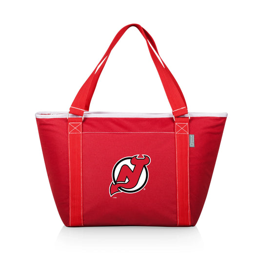 New Jersey Devils NHL Topanga red cooler tote bag featuring a leak-resistant liner and large 24-can storage capacity.