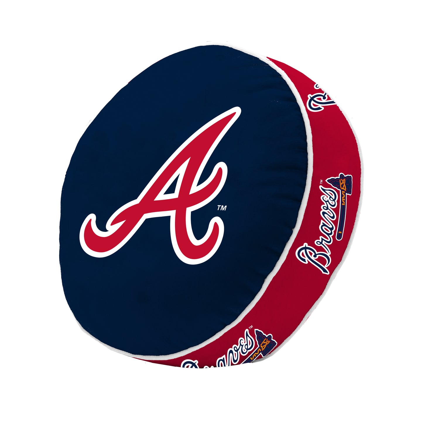 Atlanta Braves MLB puff pillow 15 x 15 x 4 inches with plush fill and team graphics for couch or bed décor