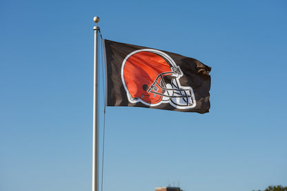 Cleveland Browns 3' x 5' Flag flying on flag pole with blue sky in background