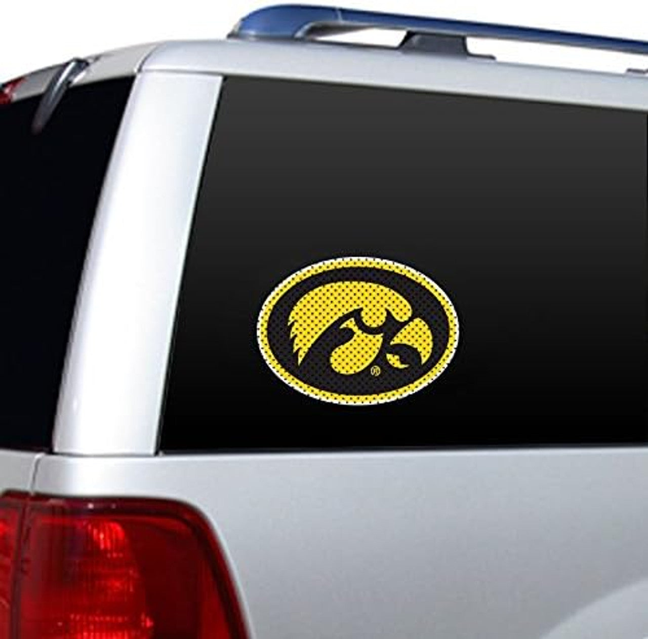 Iowa Hawkeyes 12" x 10" NCAA die cut window film featuring bold team graphics in authentic colors by Fremont Die.