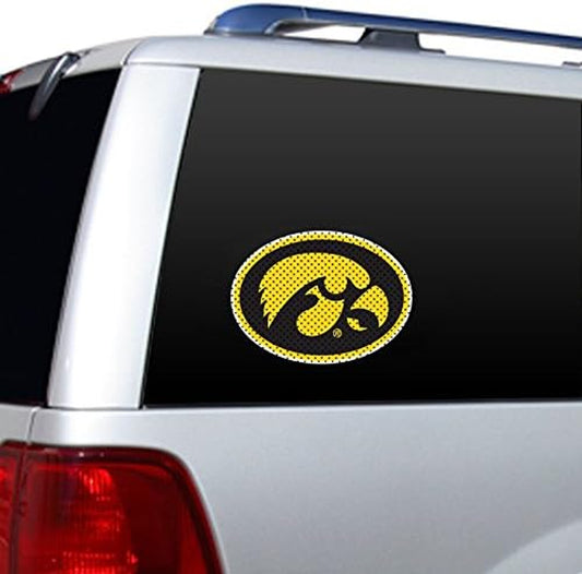 Iowa Hawkeyes 12" x 10" NCAA die cut window film featuring bold team graphics in authentic colors by Fremont Die.