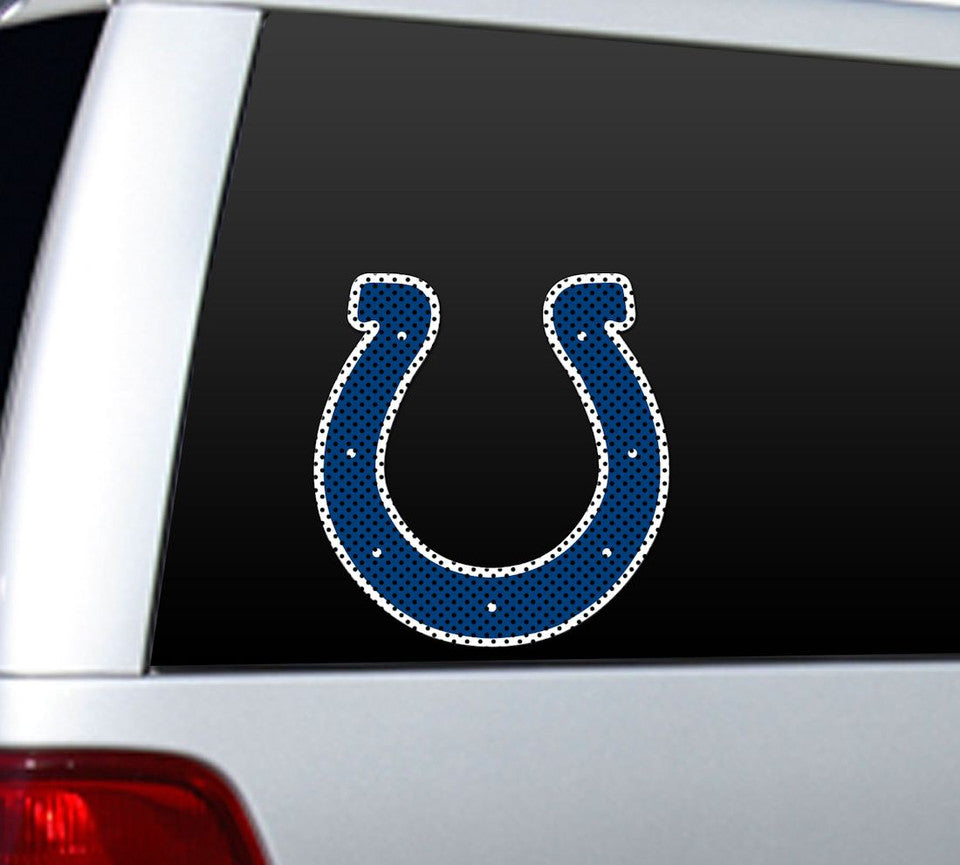 Indianapolis Colts 12 inch die cut window film with team graphics, easy to apply, durable NFL licensed accessory.