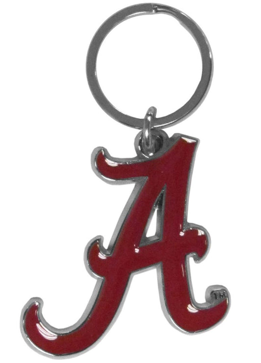 Alabama Crimson Tide chrome key chain with high polish finish, brightly enameled team colors, and detailed team logo design.