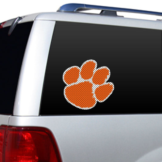 Clemson Tigers NCAA die-cut window film 12x10 with team colors and graphics for glass surfaces