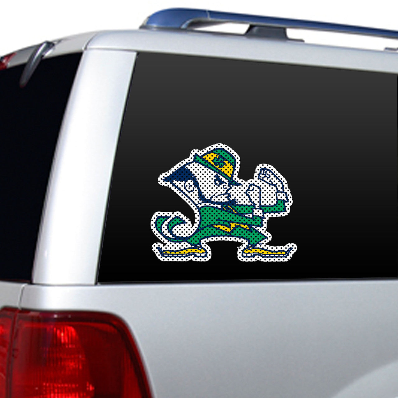 Notre Dame Fighting Irish 12x10 NCAA die cut window film with team logo and colors, officially licensed by Fremont Die.