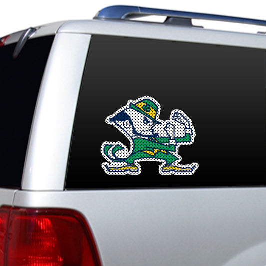Notre Dame Fighting Irish 12x10 NCAA die cut window film with team logo and colors, officially licensed by Fremont Die.