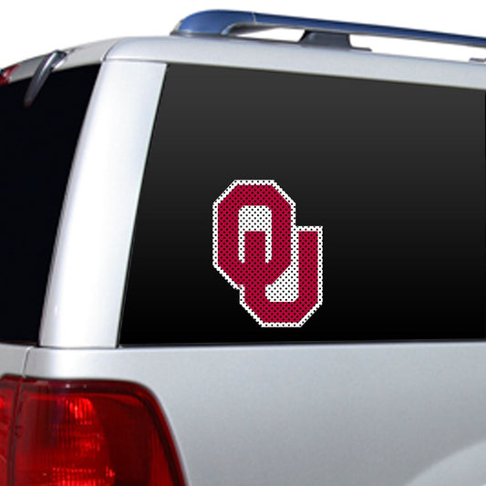 Oklahoma Sooners 12" x 10" NCAA die cut window film with bold team graphics in official colors by Fremont Die.