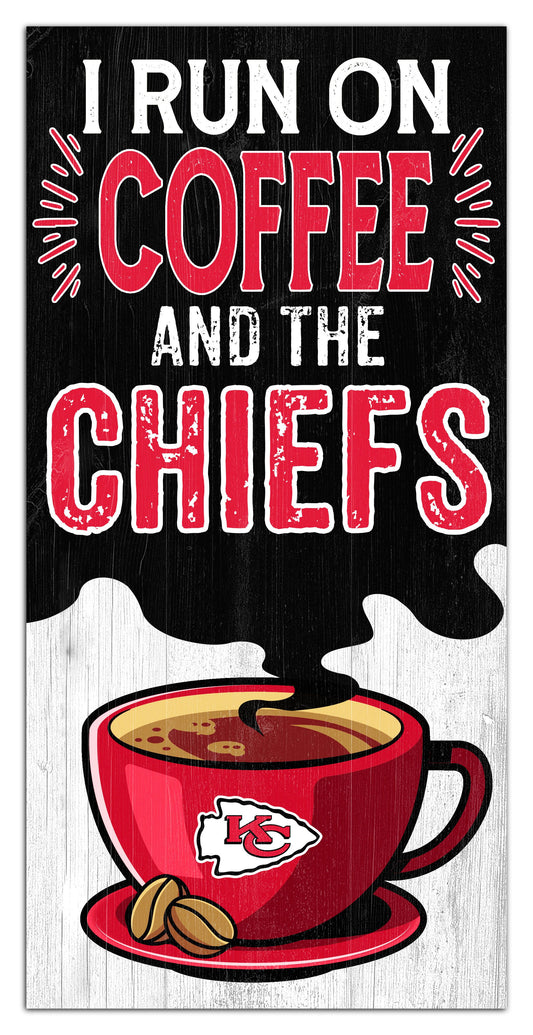 Kansas City Chiefs I run on Coffee Distressed Sign by Fan Creations