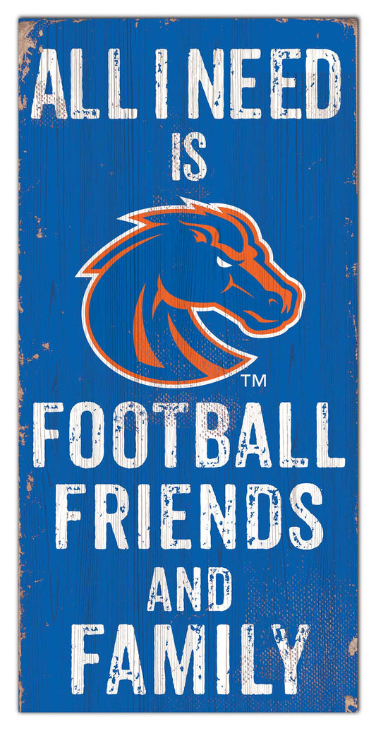 Boise State Broncos 6" x 12" Football Friends and Family Distressed Sign by Fan Creations