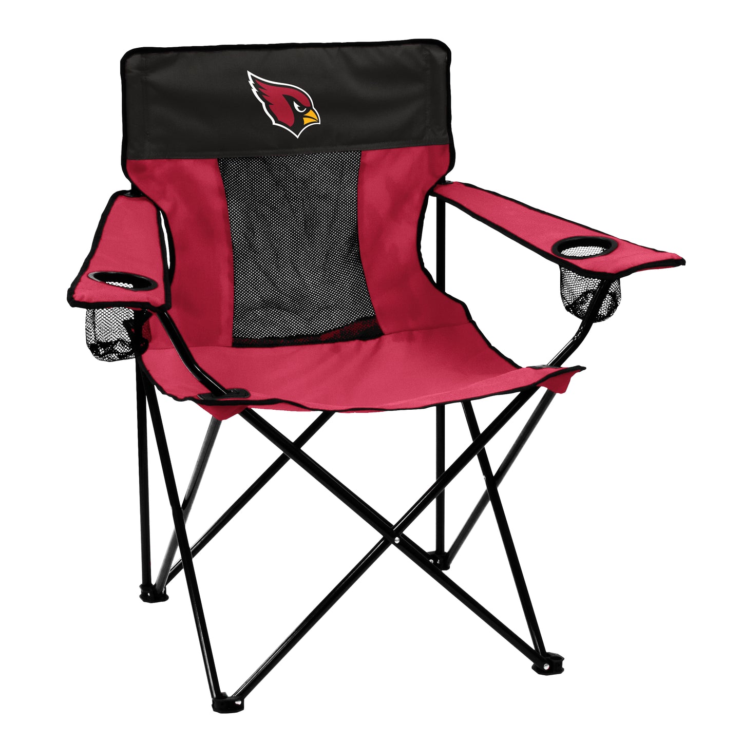 Arizona Cardinals Elite Camping Chair, 18" x 23", 275 lbs capacity, cup holders, carry bag, NFL officially licensed.