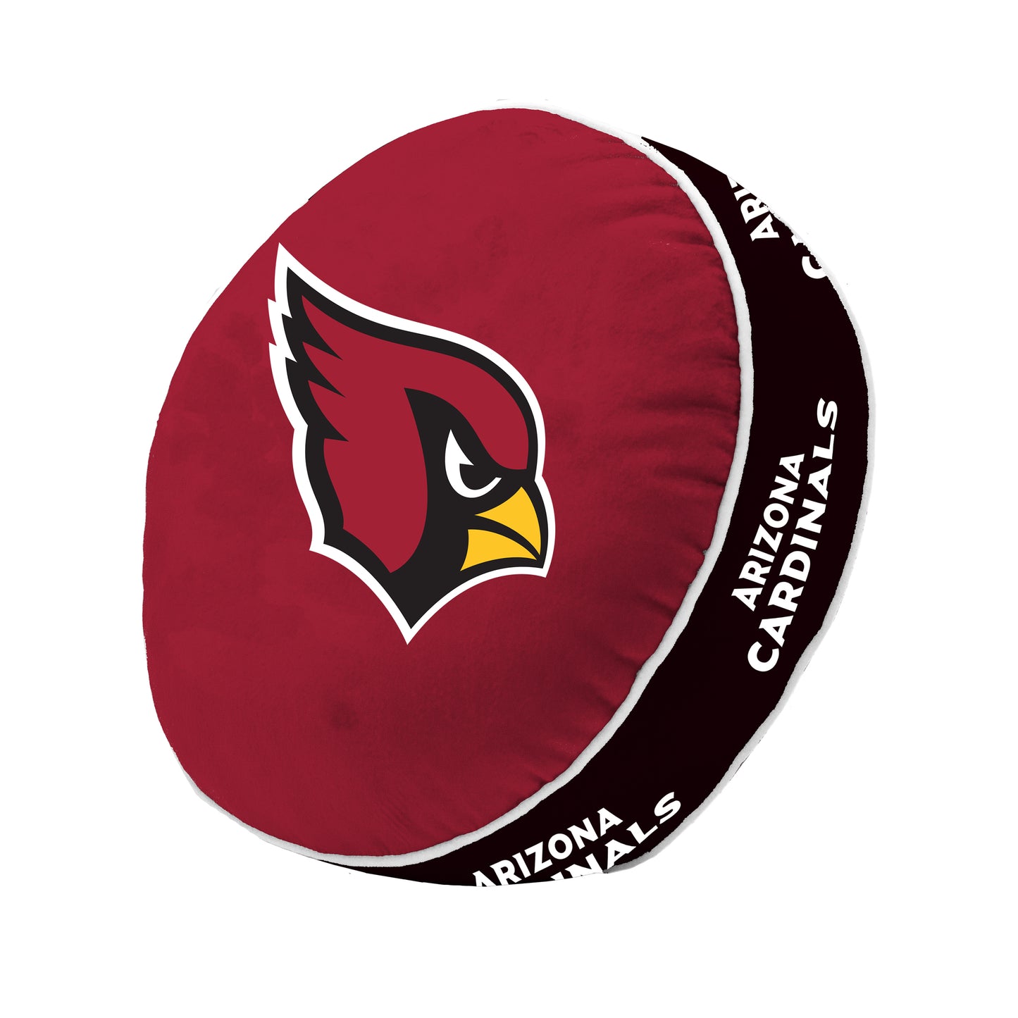 Arizona Cardinals NFL puff pillow measuring 15 x 15 inches with plush fill and team graphics for home décor