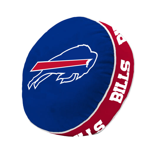 Buffalo Bills NFL puff pillow 15 x 15 x 4 inches with soft plush interior and bold team graphics for home or fan spaces