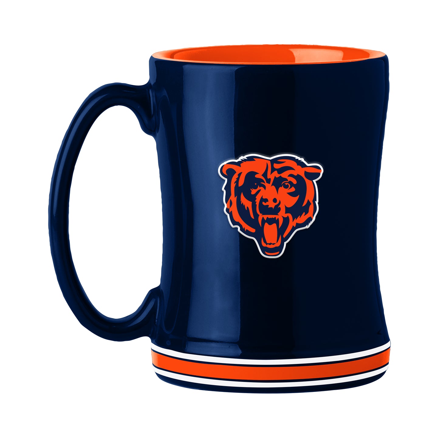 Chicago Bears 14 oz NFL ceramic coffee mug with 3D logo and team name on handle by Logo Brands.