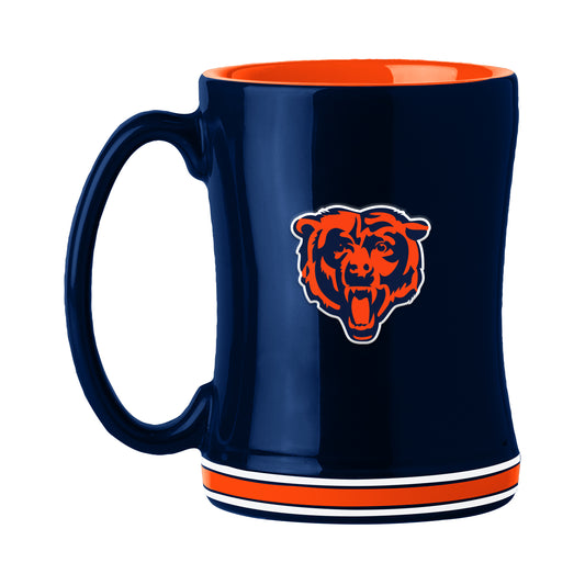 Chicago Bears 14 oz NFL ceramic coffee mug with 3D logo and team name on handle by Logo Brands.