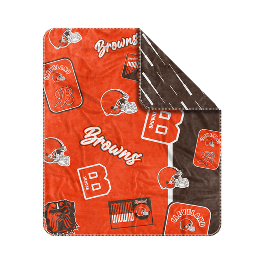 Cleveland Browns NFL Dream Weave 50x60 throw blanket with double-sided team graphics by Logo Brands.
