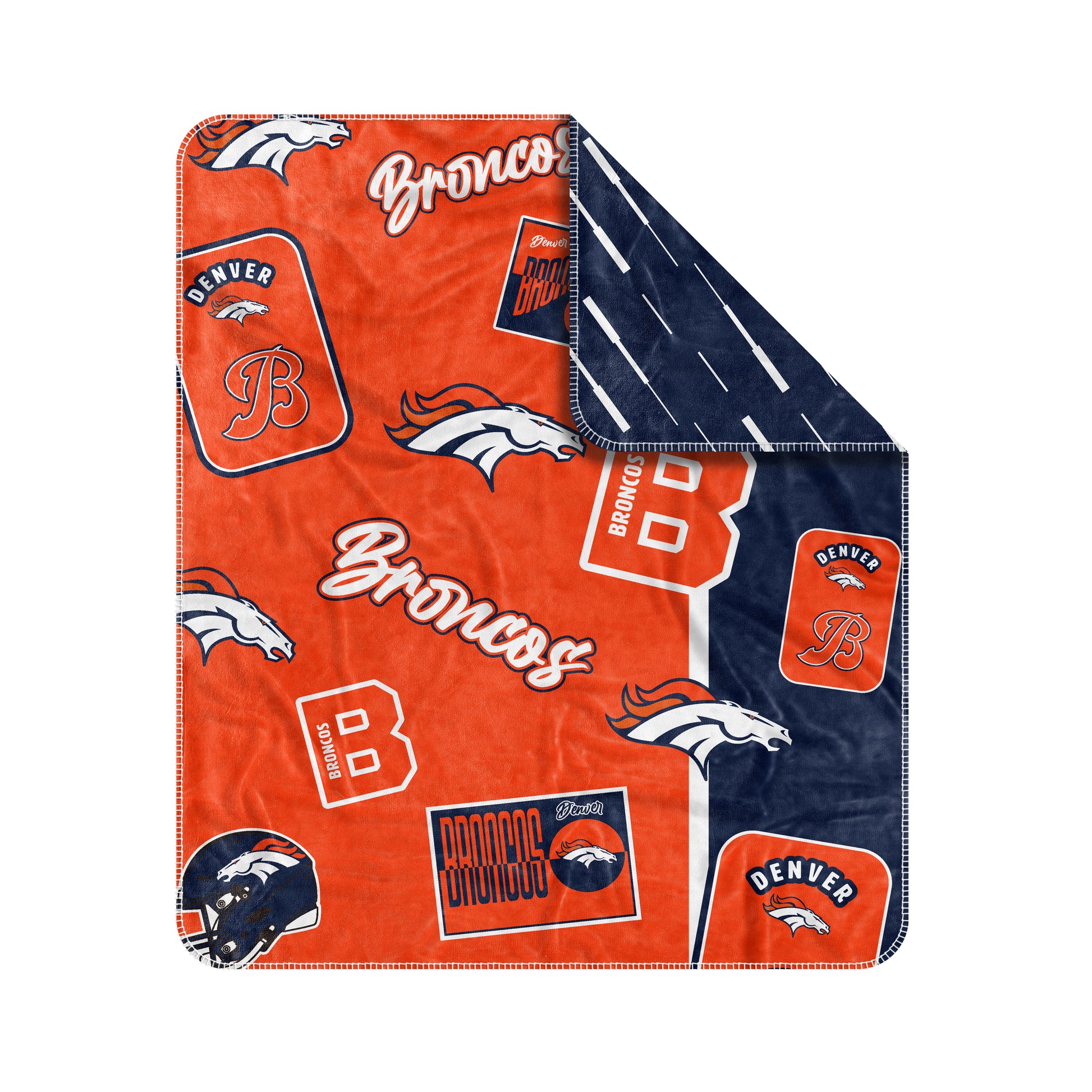Denver Broncos 50x60 NFL Dream Weave Throw Blanket with double-sided microfiber team graphics.