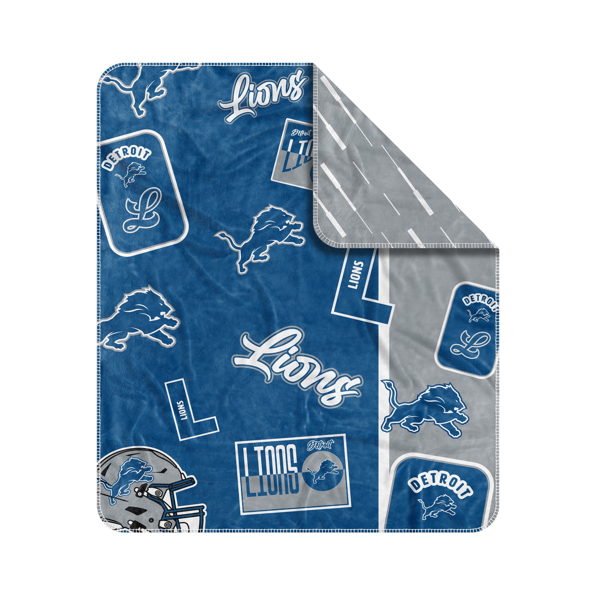 Detroit Lions 50x60” throw blanket with double-sided team graphics. Heavyweight microfiber, official NFL gear.