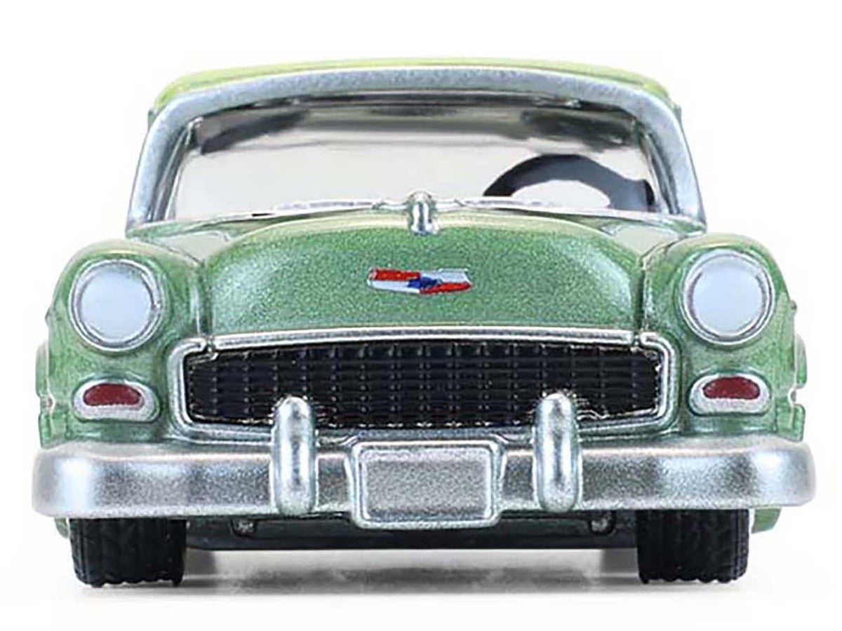 1956 Chevrolet Bel Air Lowrider Laurel Green Metallic and Crocus Yellow Two-Tone with Green Interior "California Lowriders" Series 7 1/64 Diecast Model Car by Greenlight
