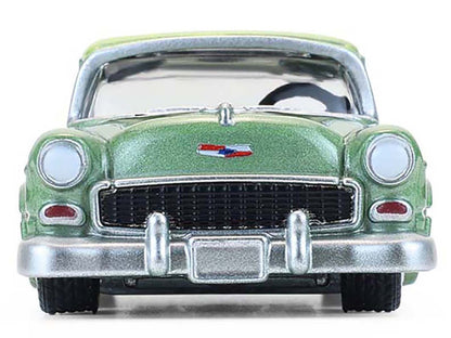 1956 Chevrolet Bel Air Lowrider Laurel Green Metallic and Crocus Yellow Two-Tone with Green Interior "California Lowriders" Series 7 1/64 Diecast Model Car by Greenlight