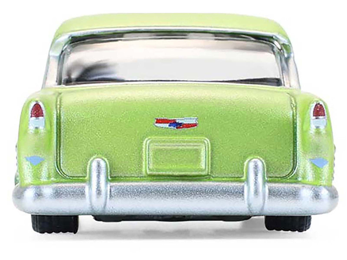 1956 Chevrolet Bel Air Lowrider Laurel Green Metallic and Crocus Yellow Two-Tone with Green Interior "California Lowriders" Series 7 1/64 Diecast Model Car by Greenlight