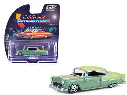 Greenlight 1956 Chevrolet Bel Air Lowrider green yellow two-tone 1/64 diecast California Lowriders Series 7