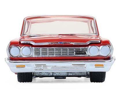 Greenlight 1964 Chevrolet Biscayne Lowrider silver red two-tone 1/64 diecast California Lowriders Series 7 Front View