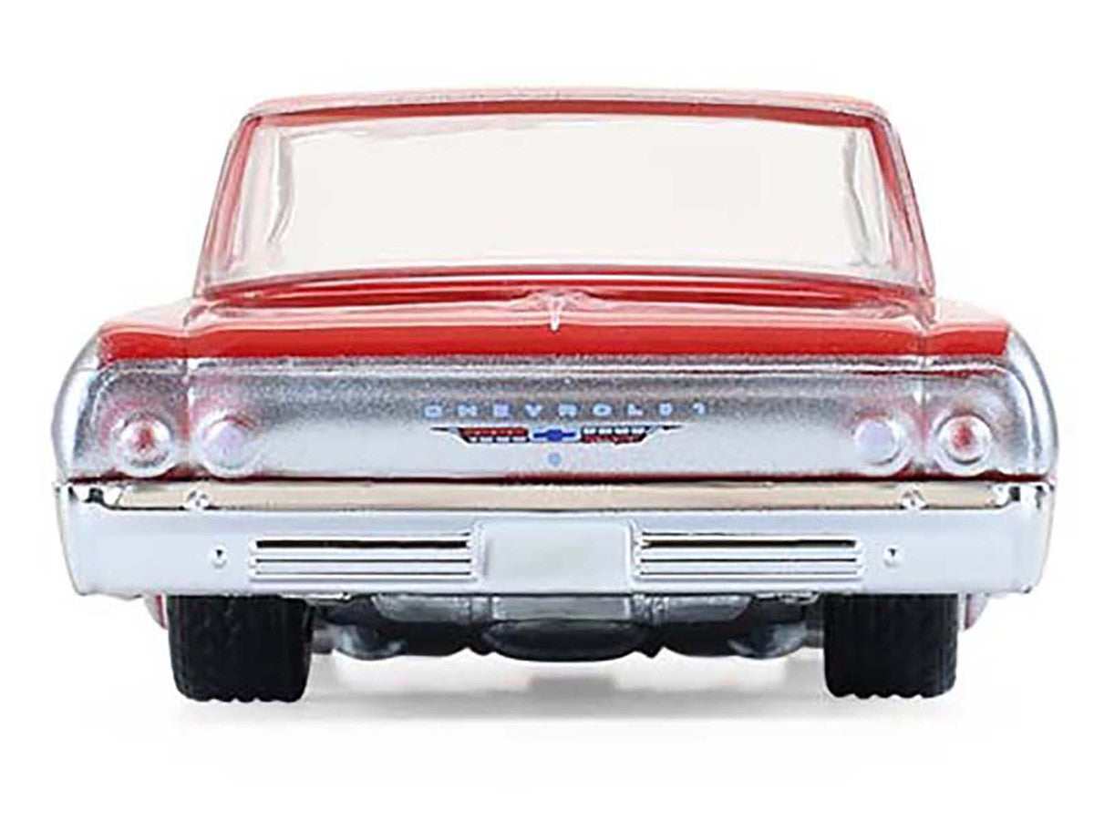 Greenlight 1964 Chevrolet Biscayne Lowrider silver red two-tone 1/64 diecast California Lowriders Series 7 Back View