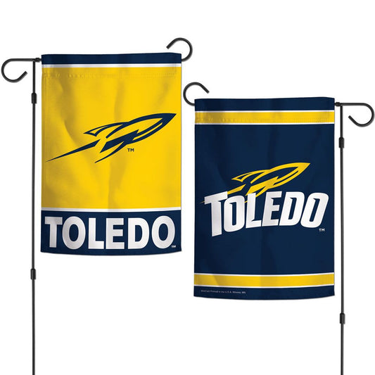 Toledo Rockets NCAA garden flag 12x18 inches, double sided team graphics, durable polyester, officially licensed Wincraft