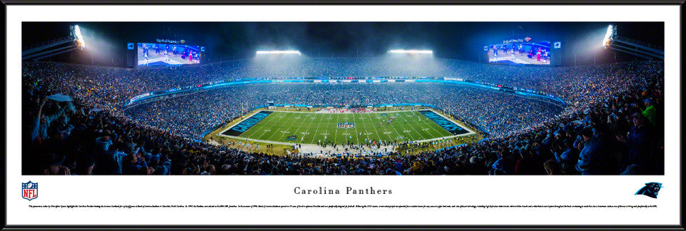 Carolina Panthers panoramic framed photo of Bank of America Stadium, available in Standard, Select, or Deluxe frames