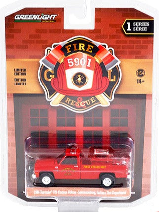 1986 Chevrolet C20 Custom Deluxe Pickup Truck Red  "Lawrenceburg Fire Dept" "Fire & Rescue" Series1 1/64 Diecast Car