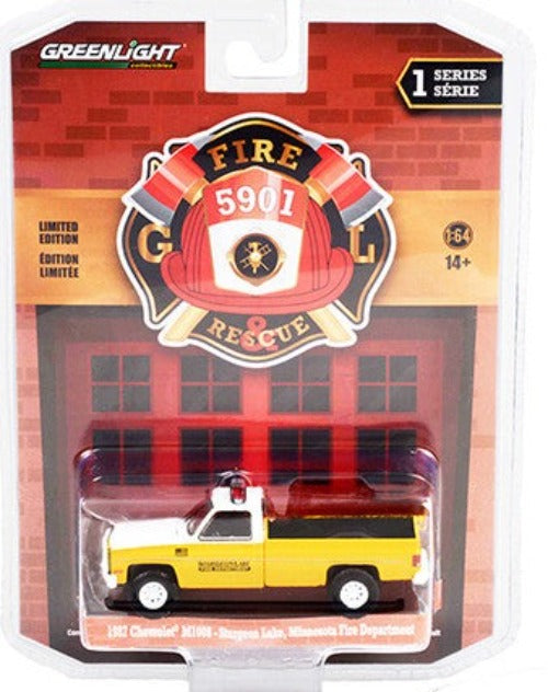 1987 Chevrolet M1008 Pickup Truck Yellow and White "Sturgeon Lake Fire Department (Minnesota) "Fire & Rescue" Series 1 1/64 Diecast Car by Greenlight