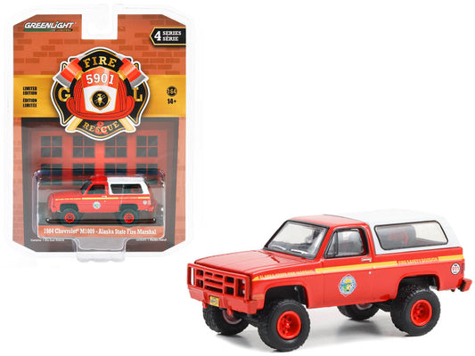 1984 Chevrolet M1009 Red with White Camper Shell 'Alaska State Fire Marshal' - Fire & Rescue Series 4 1/64 Diecast Model Car