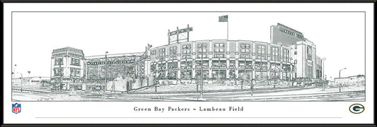 Green Bay Packers Lambeau Field Panoramic Line Art - NFL Wall Decor by Blakeway Panoramas