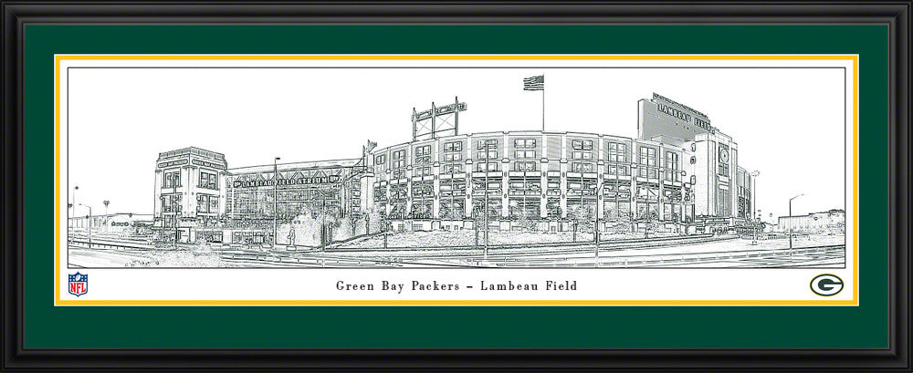 Green Bay Packers Lambeau Field Panoramic Line Art - NFL Wall Decor by Blakeway Panoramas