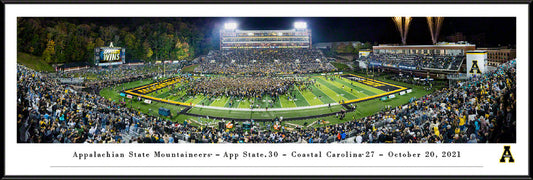 Appalachian State Mountaineers Kidd Brewer Stadium panoramic print, framed NCAA football wall art.