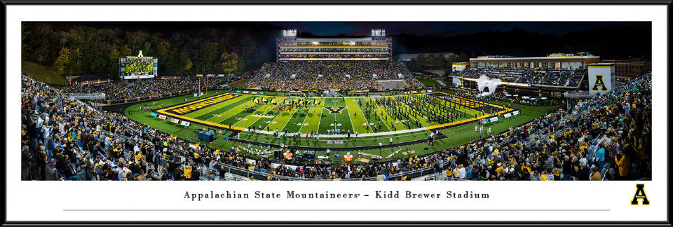 Appalachian State Mountaineers Football Run Out Panoramic Picture - Kidd Brewer Stadium by Blakeway Panoramas Wall Decor