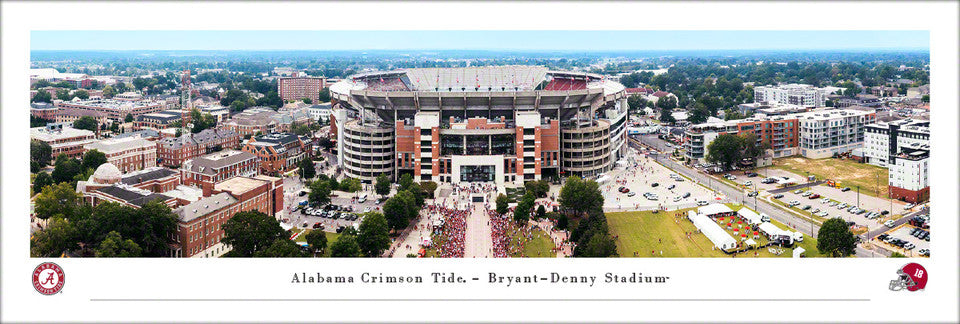 Alabama Crimson Tide Fan Cave Decor - Bryant-Denny Stadium Exterior Panoramic Picture by Blakeway Panoramas