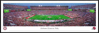 Alabama Crimson Tide Football Night Game Panoramic Picture - Bryant-Denny Stadium Fan Cave Decor by Blakeway Panoramas