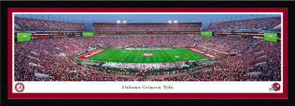 Alabama Crimson Tide Football Night Game Panoramic Picture - Bryant-Denny Stadium Fan Cave Decor by Blakeway Panoramas