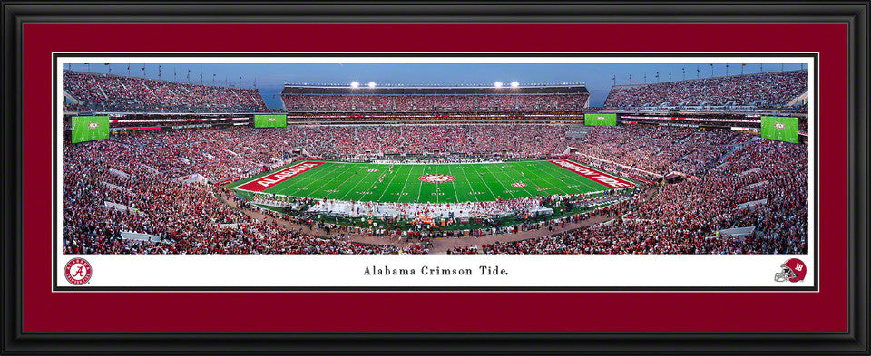 Alabama Crimson Tide Football Night Game Panoramic Picture - Bryant-Denny Stadium Fan Cave Decor by Blakeway Panoramas