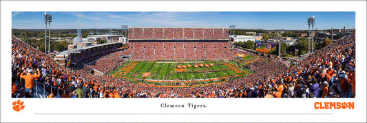 Clemson Tigers Football Run Out Panoramic Picture - Memorial Stadium Fan Cave Decor by Blakeway Panoramas