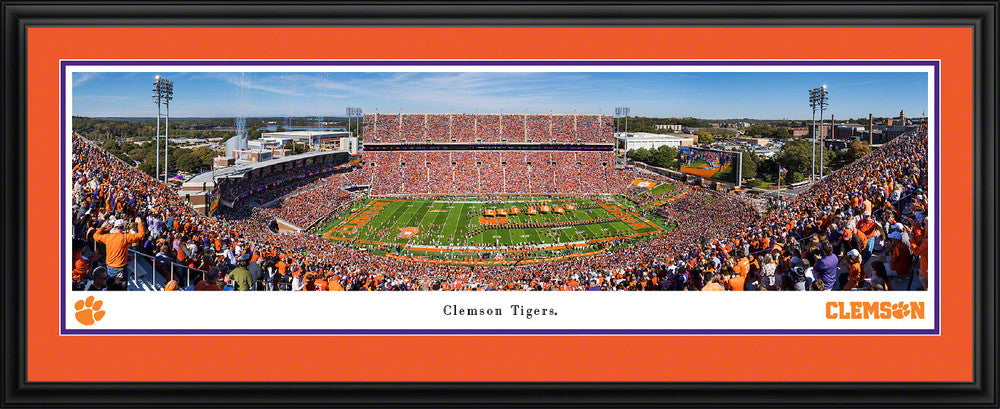 Clemson Tigers Football Run Out Panoramic Picture - Memorial Stadium Fan Cave Decor by Blakeway Panoramas