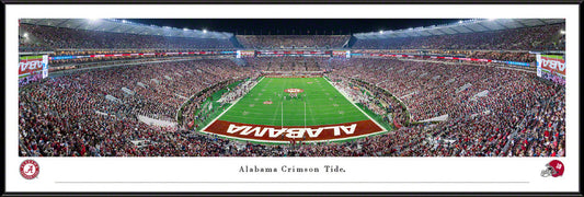 Alabama Crimson Tide End Zone Panoramic Picture - Night Game at Bryant-Denny Stadium Panoramic Picture by Blakeway Panoramas
