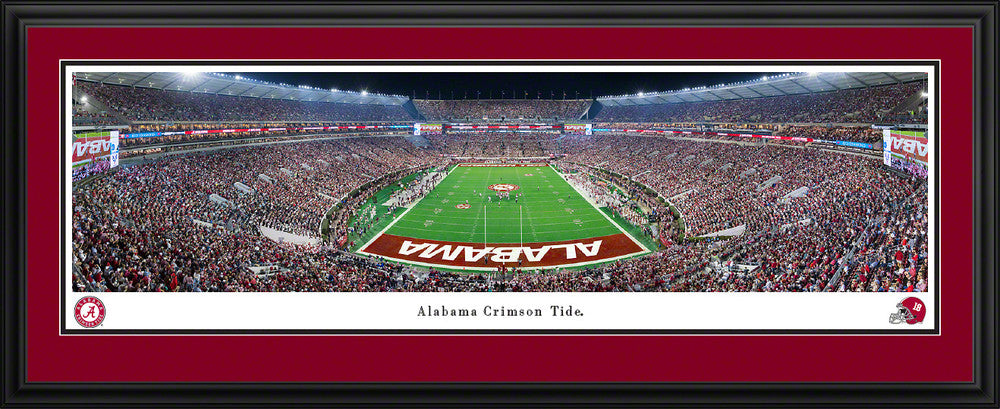 Alabama Crimson Tide End Zone Panoramic Picture - Night Game at Bryant-Denny Stadium Panoramic Picture by Blakeway Panoramas