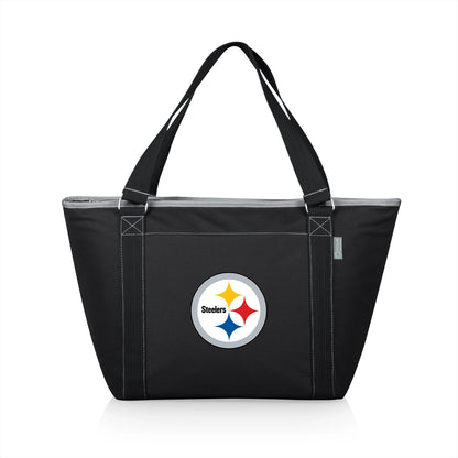 Pittsburgh Steelers NFL Topanga Cooler Tote Bag, 24-can insulated soft-sided cooler, black, officially licensed.